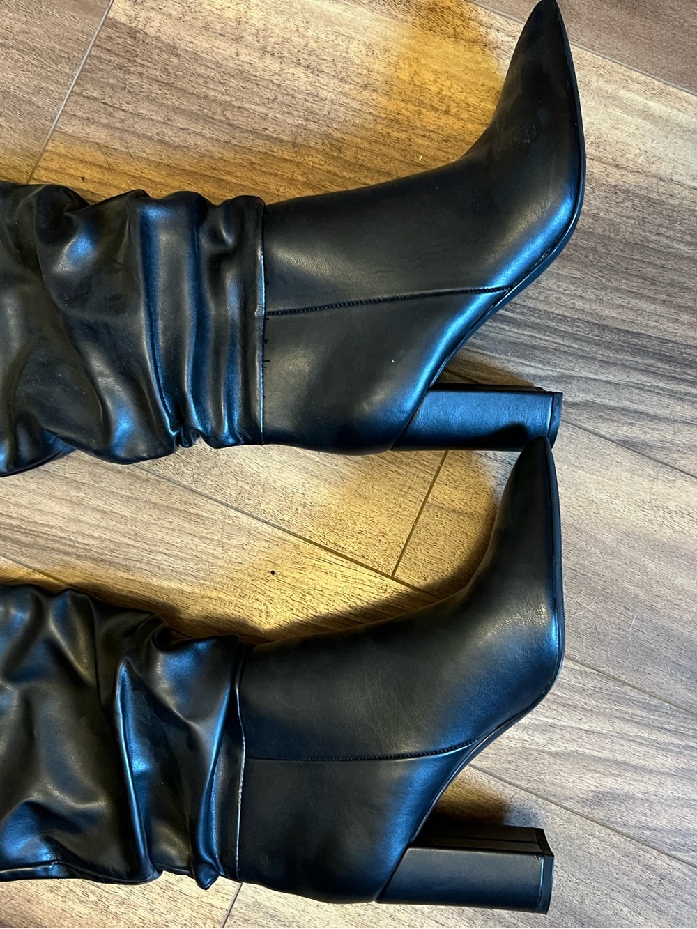 Marc Fisher Black Pointed Toe High-Heel Slouch Boots